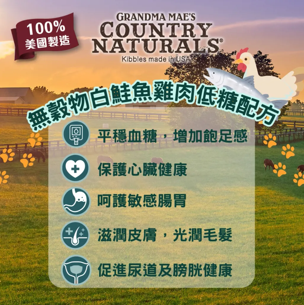Country Naturals | 無穀物白鮭魚雞肉低糖配方 14lbs | 全犬糧 | BB: 3 Oct 2027